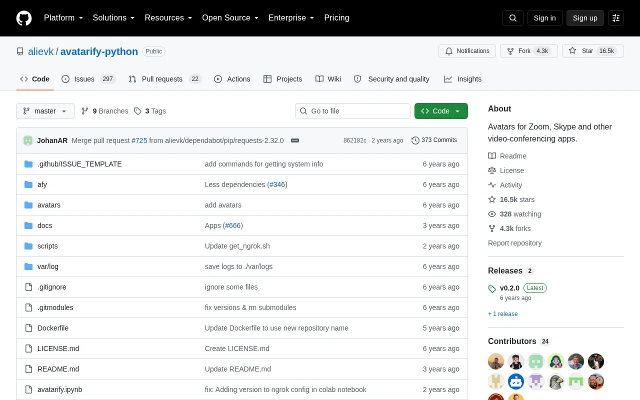avatarify-python homepage screenshot