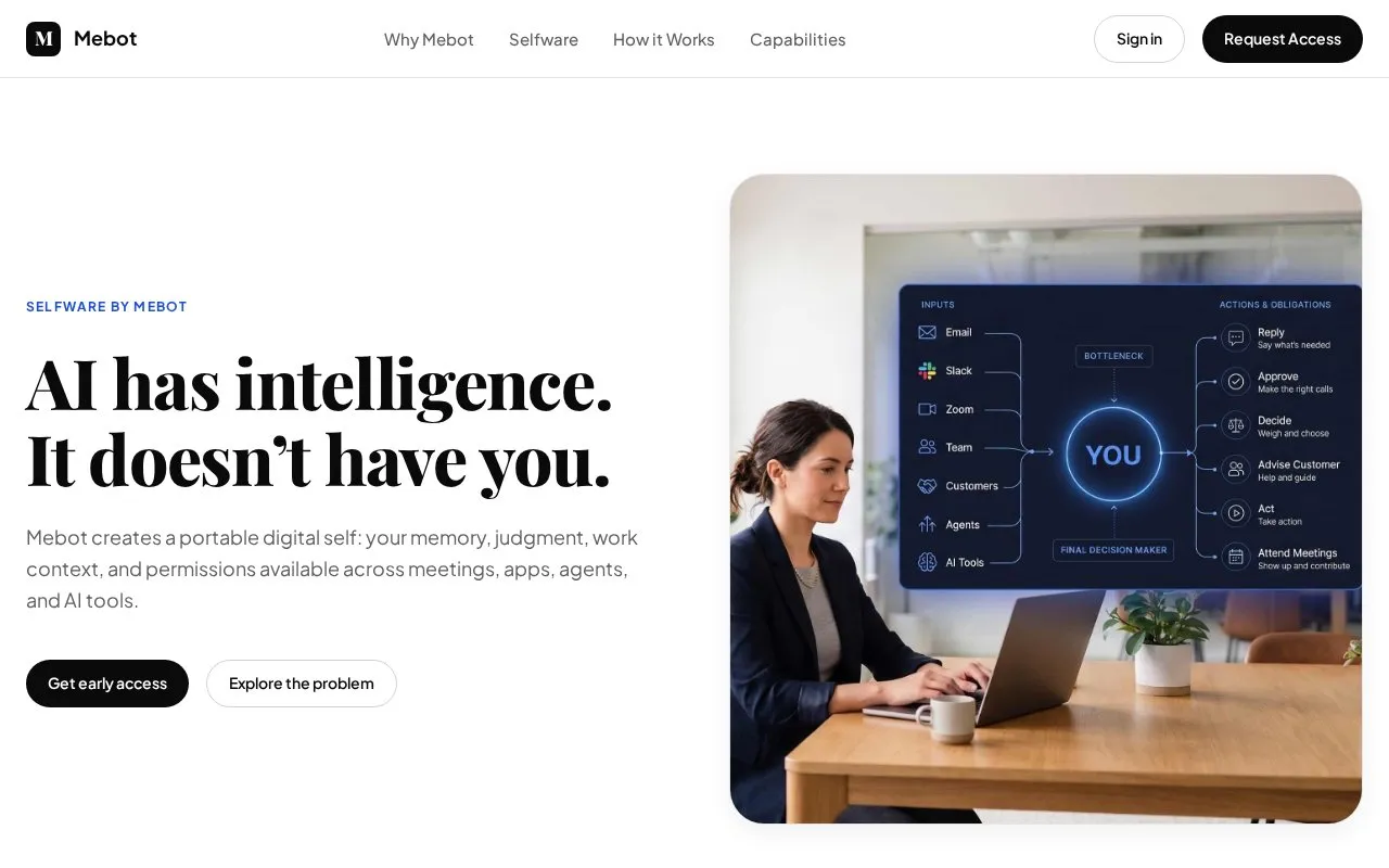 Mebot homepage screenshot