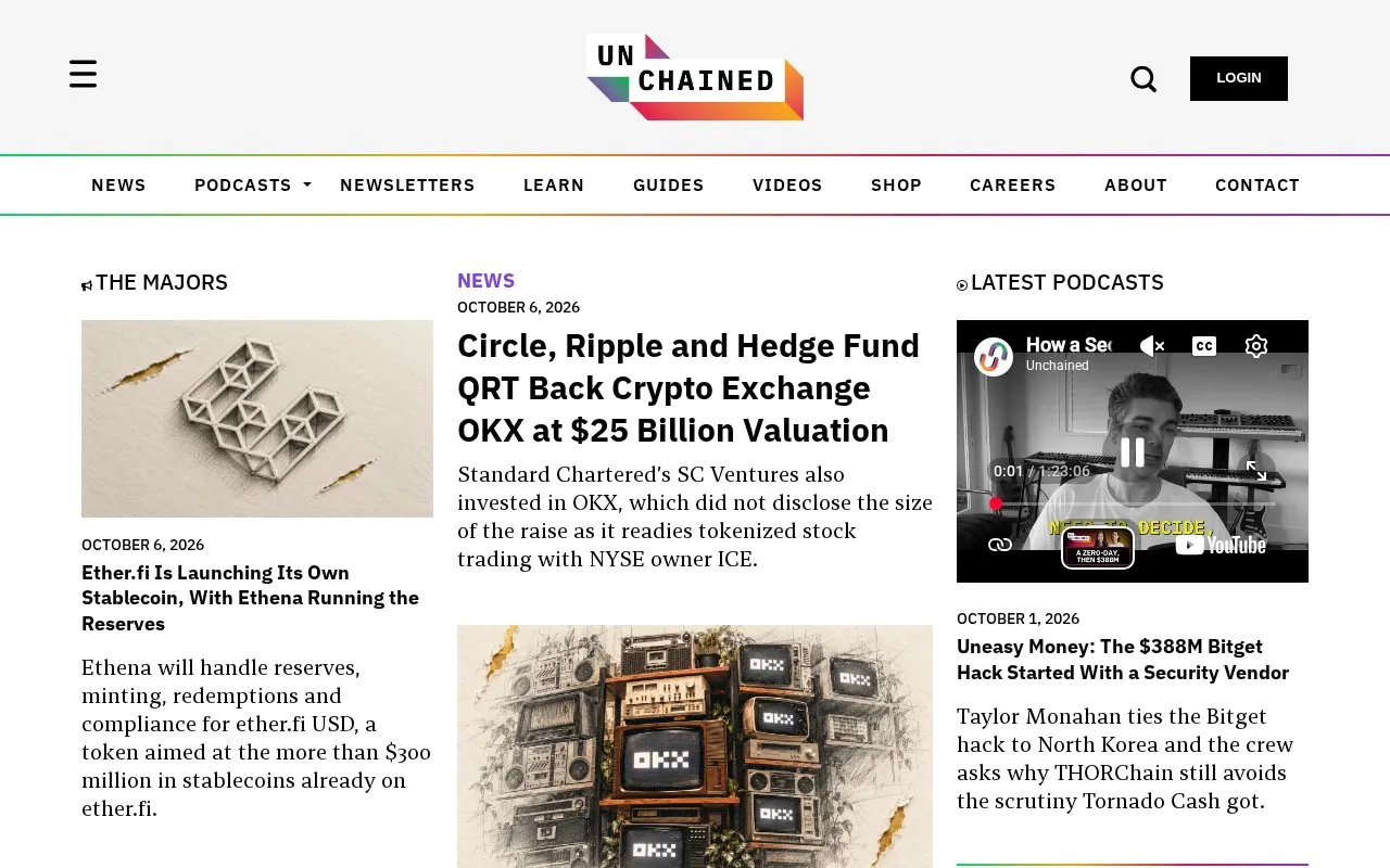 Unchained homepage screenshot