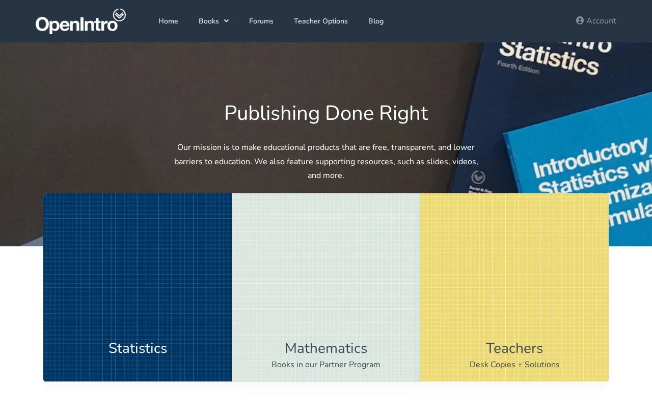 OpenIntro homepage screenshot