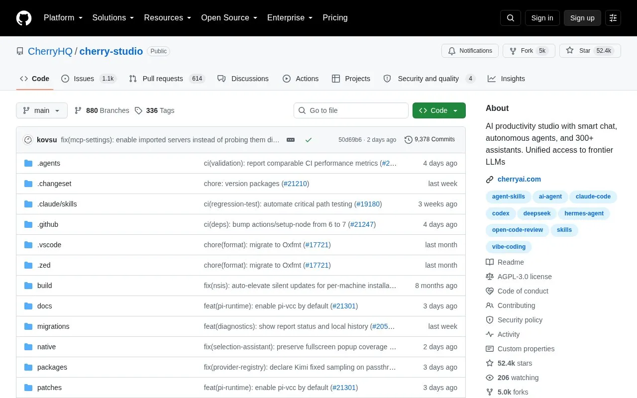 Cherry Studio homepage screenshot