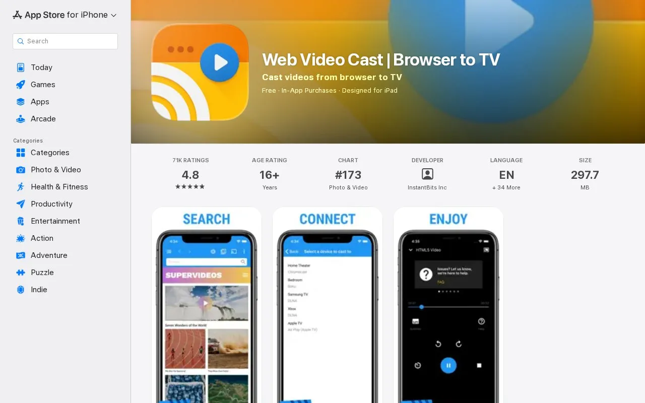 Web Video Cast homepage screenshot