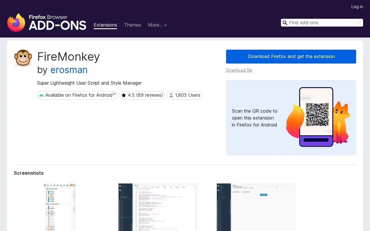 FireMonkey by erosman homepage screenshot