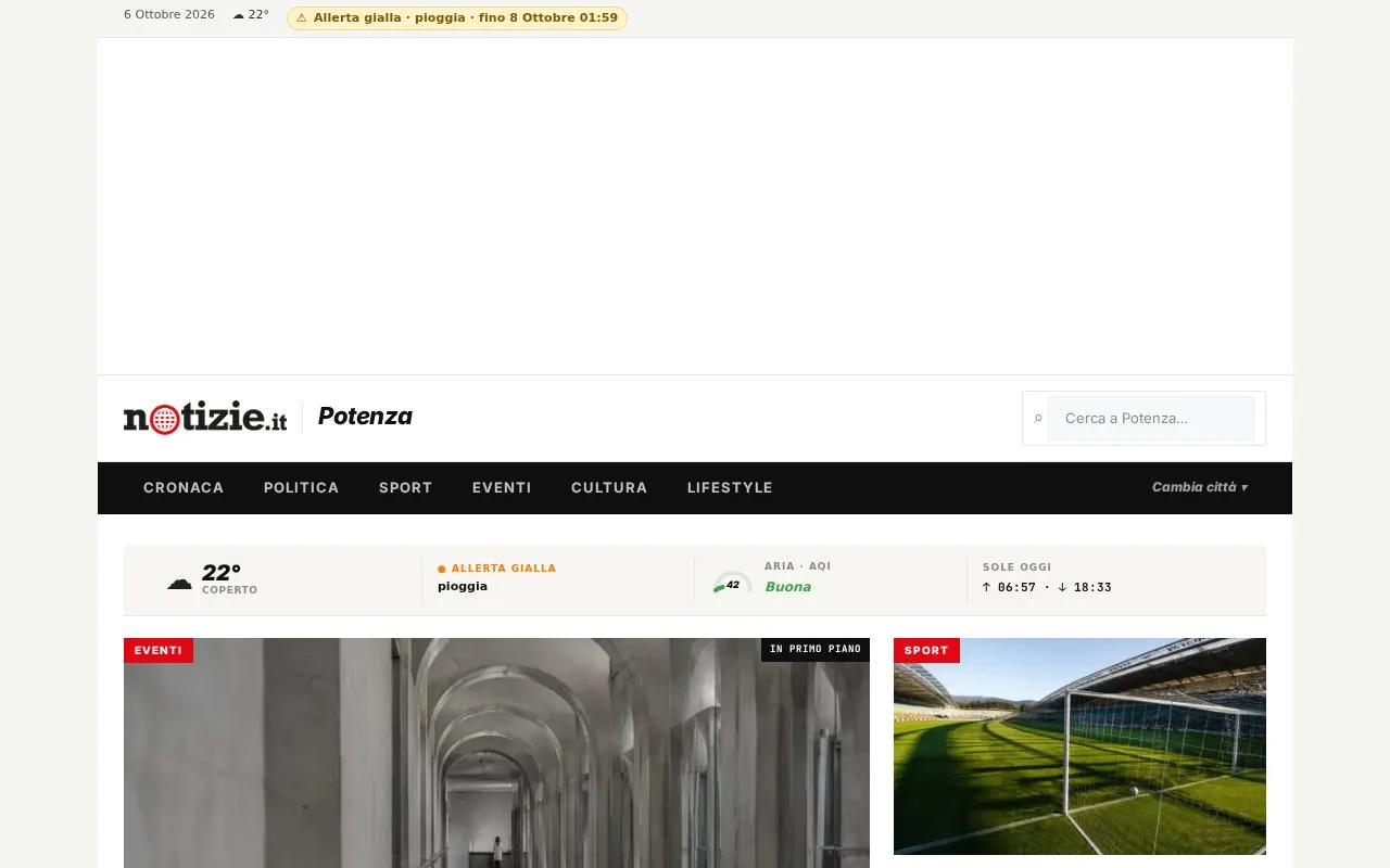 notizie.it · Potenza homepage screenshot