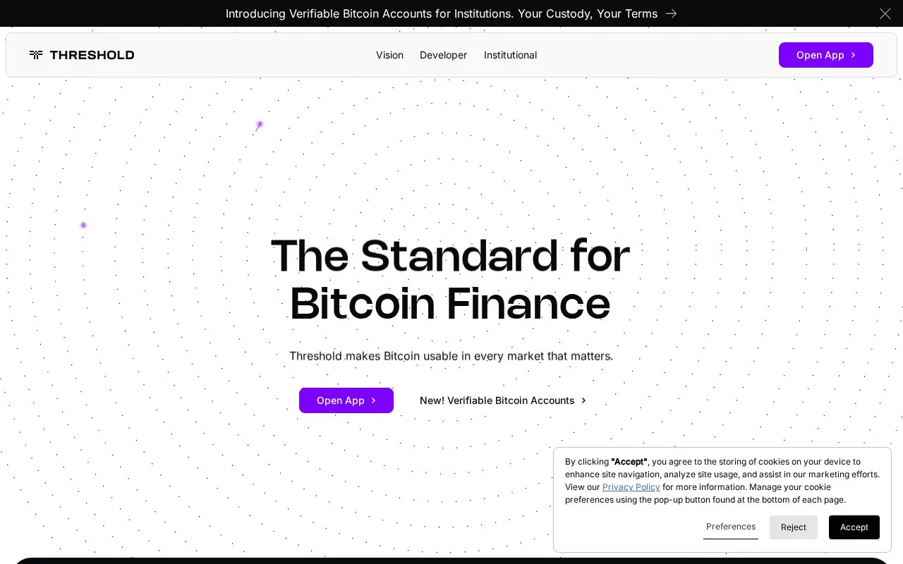 tBTC homepage screenshot