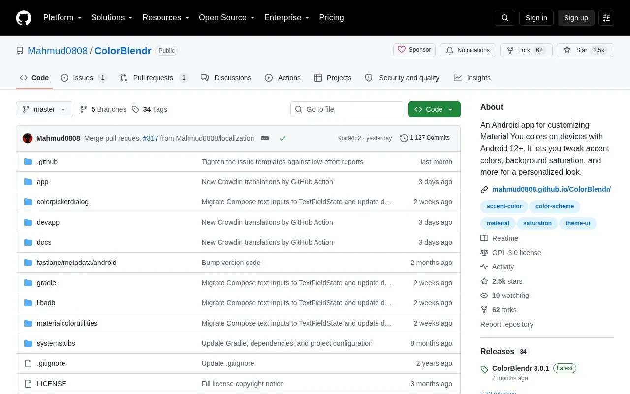 ColorBlendr homepage screenshot