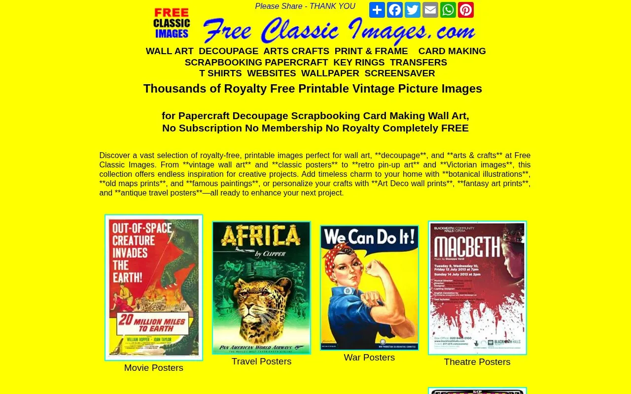 Free Classic Image homepage screenshot