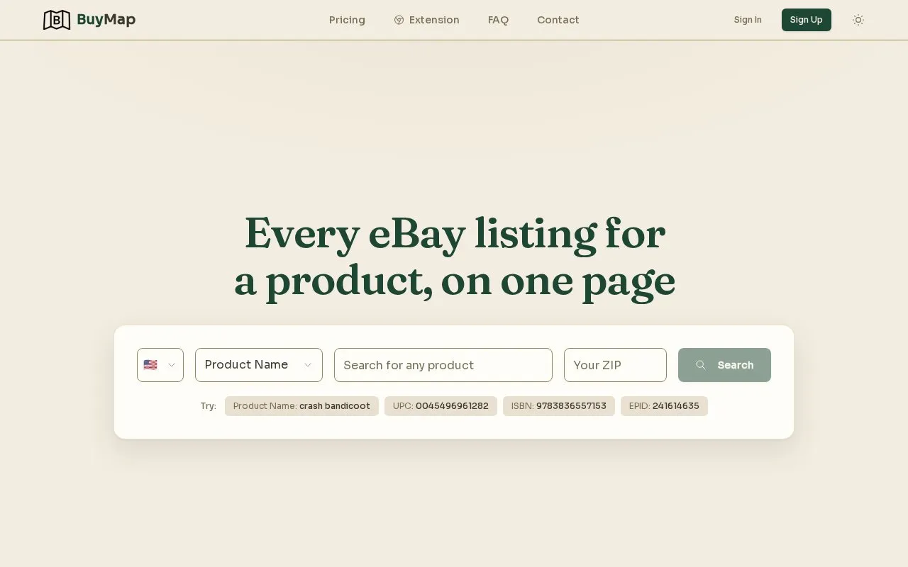 BuyMap homepage screenshot