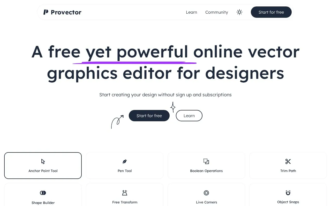 Provector homepage screenshot