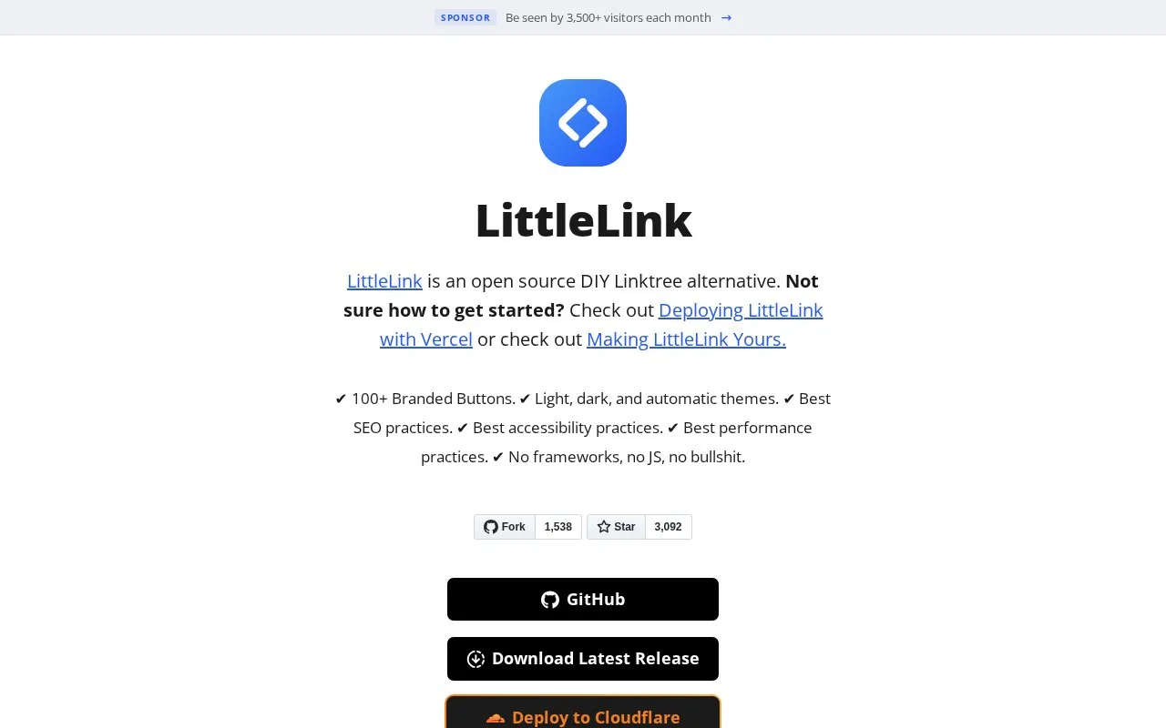 LittleLink homepage screenshot