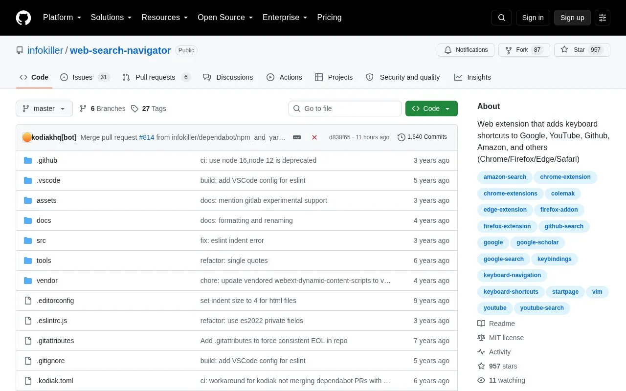 Web Search Navigator homepage screenshot