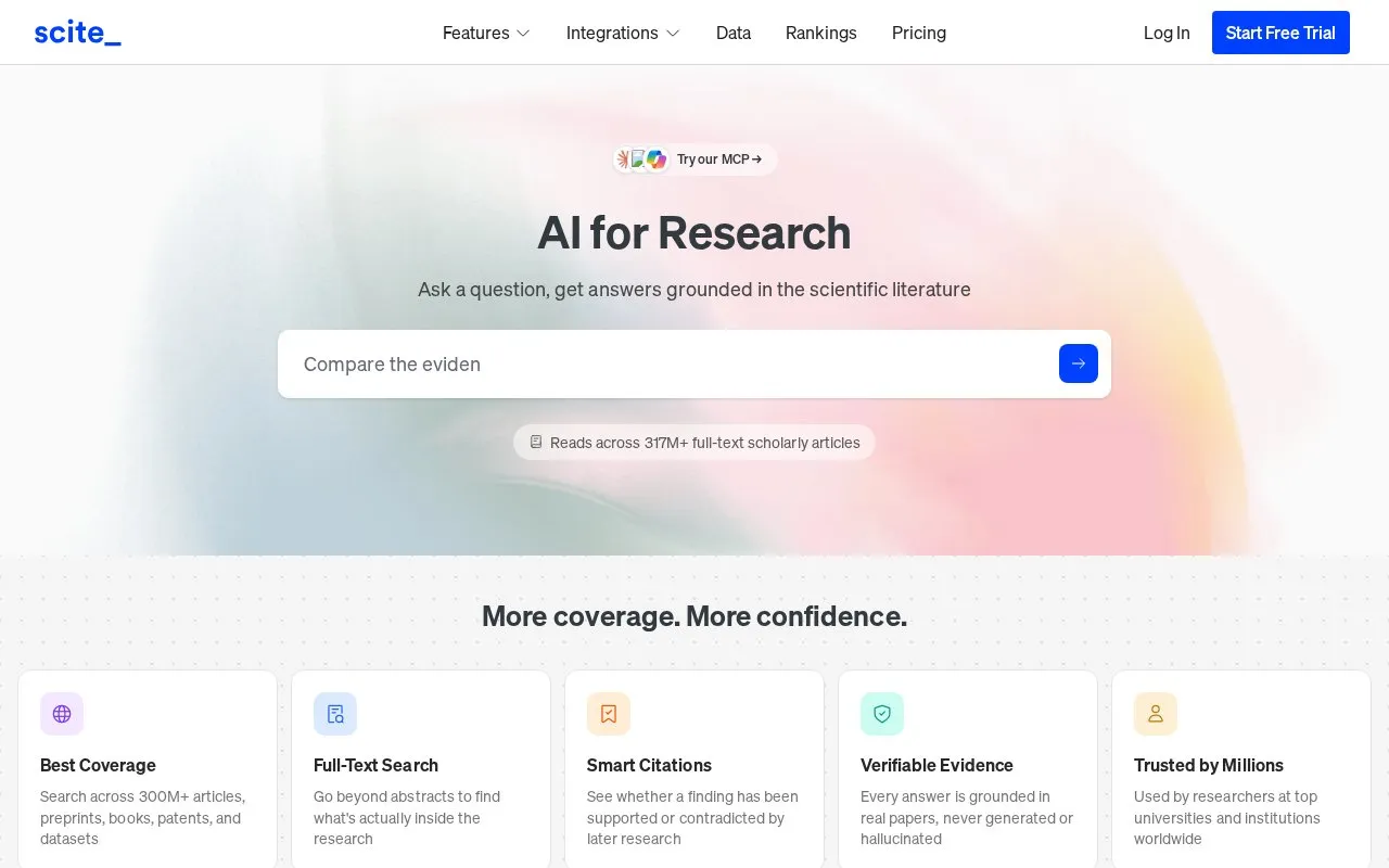 Scite homepage screenshot