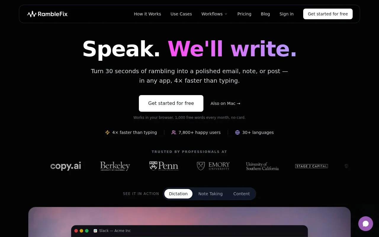 RambleFix homepage screenshot