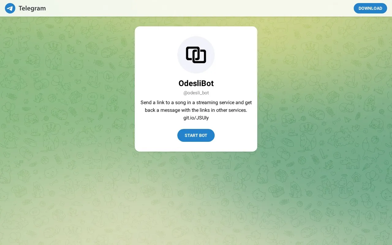 Telegram Bot homepage screenshot