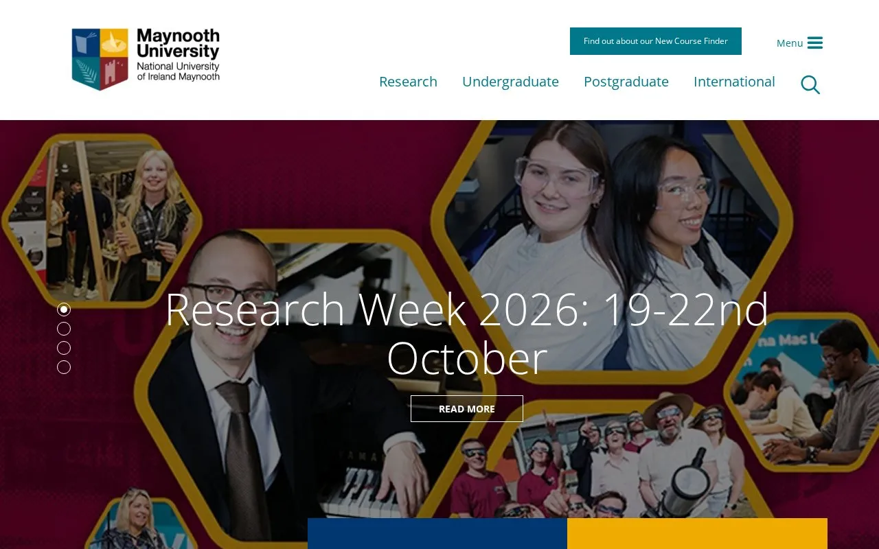 Maynooth University homepage screenshot