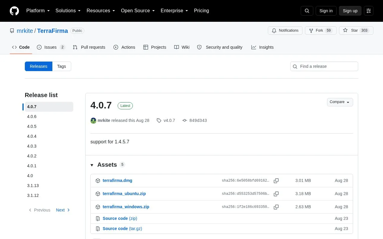 TerraFirma homepage screenshot