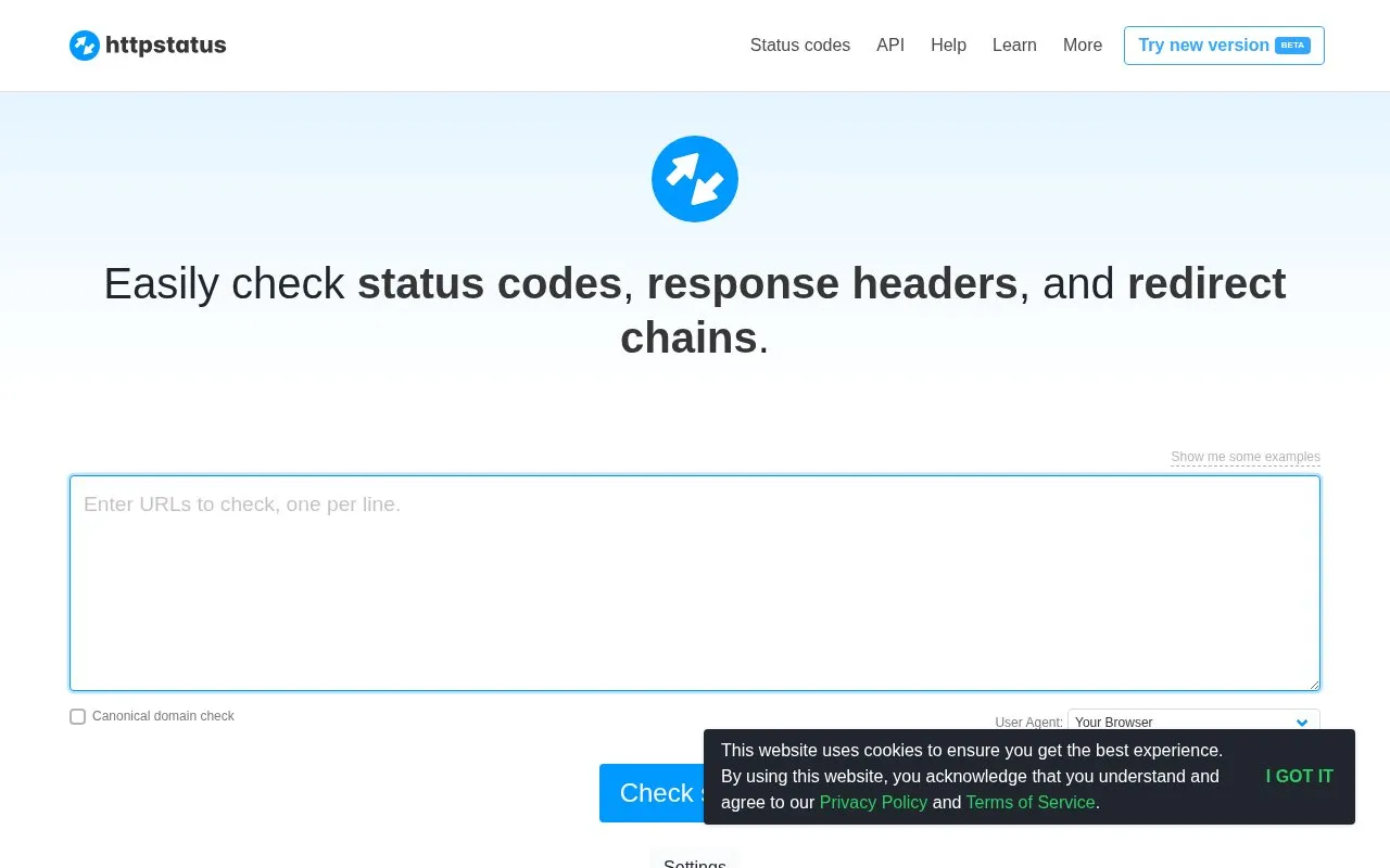 HTTPStatus homepage screenshot