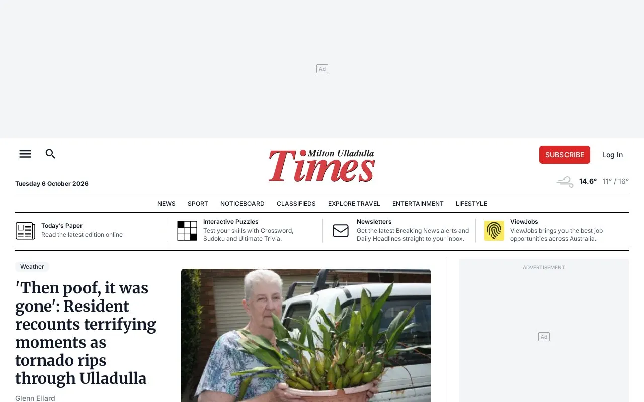 Milton Ulladulla Times homepage screenshot
