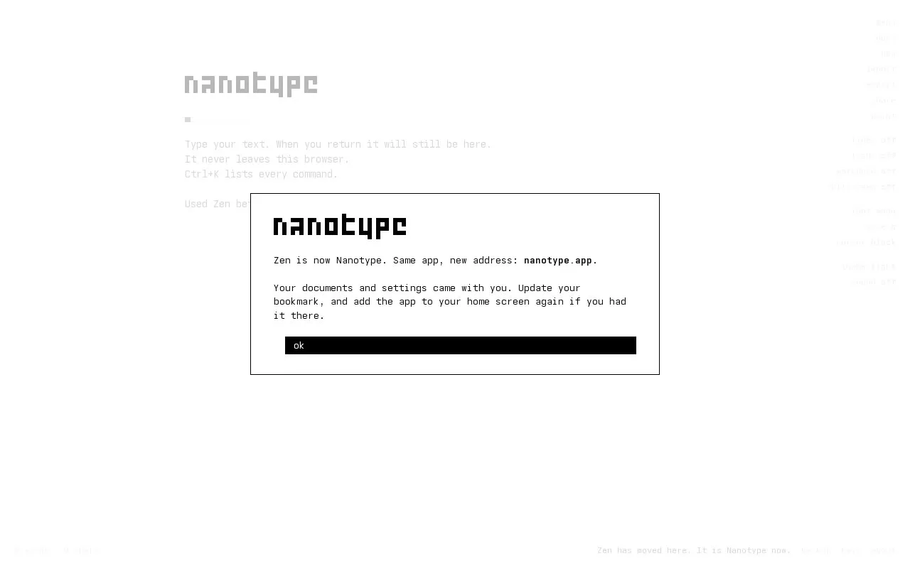 Zen homepage screenshot