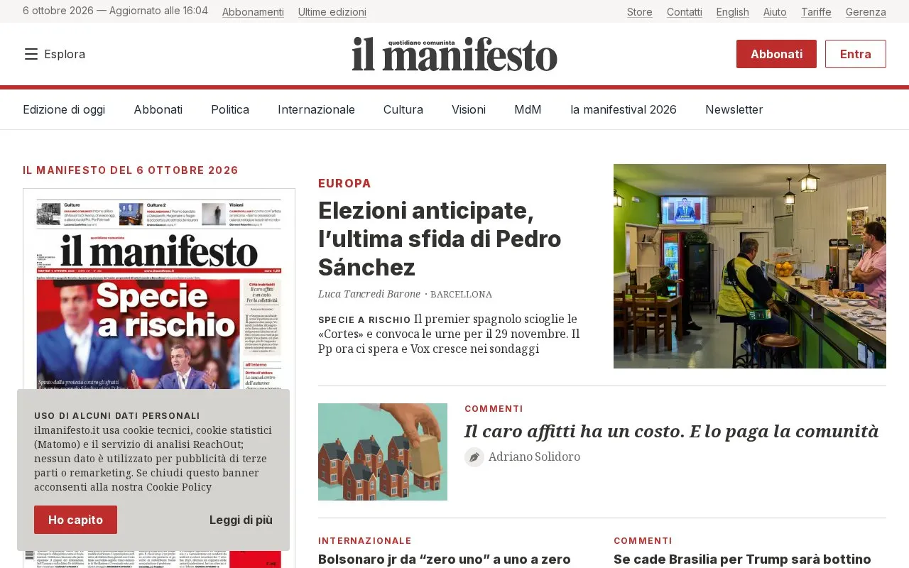 il manifesto homepage screenshot
