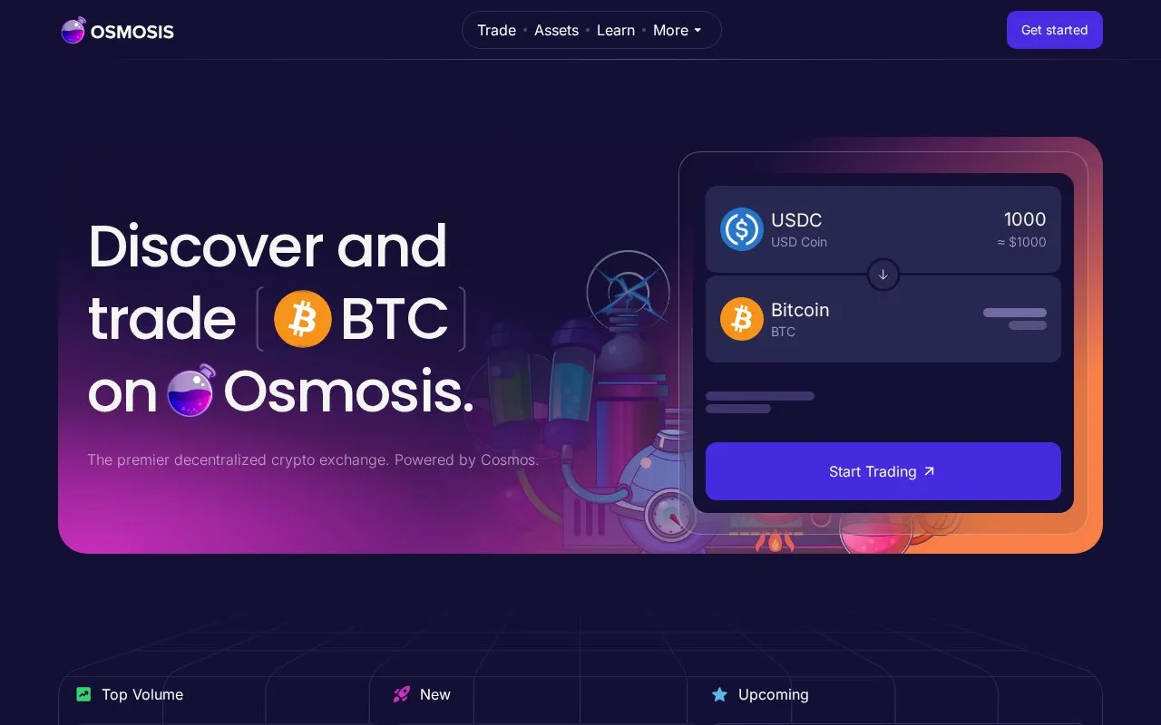 Osmosis DEX homepage screenshot