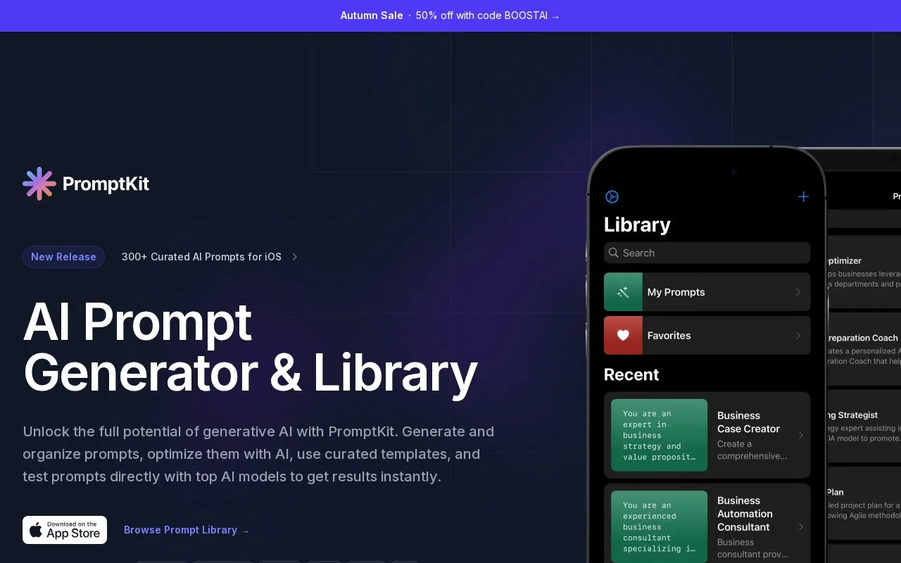 PromptKit homepage screenshot