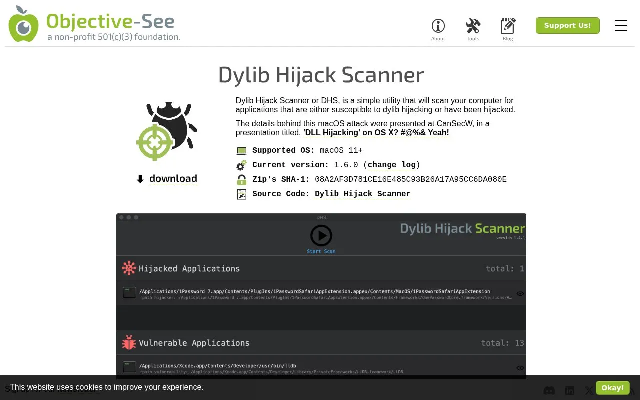DHS homepage screenshot