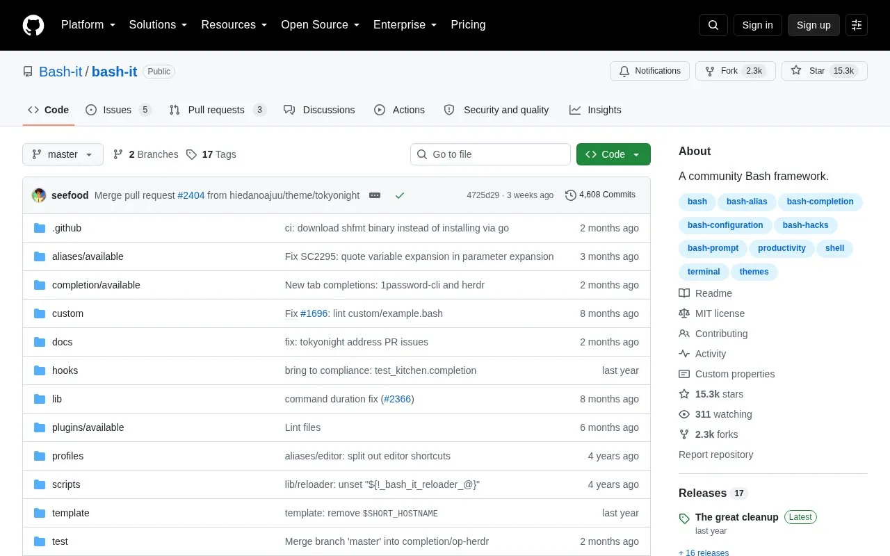 bash-it homepage screenshot