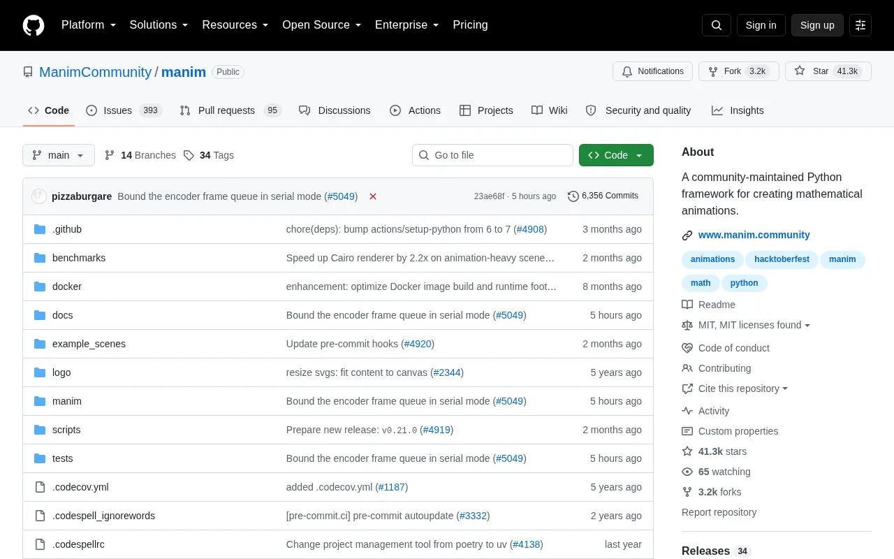 Manim homepage screenshot