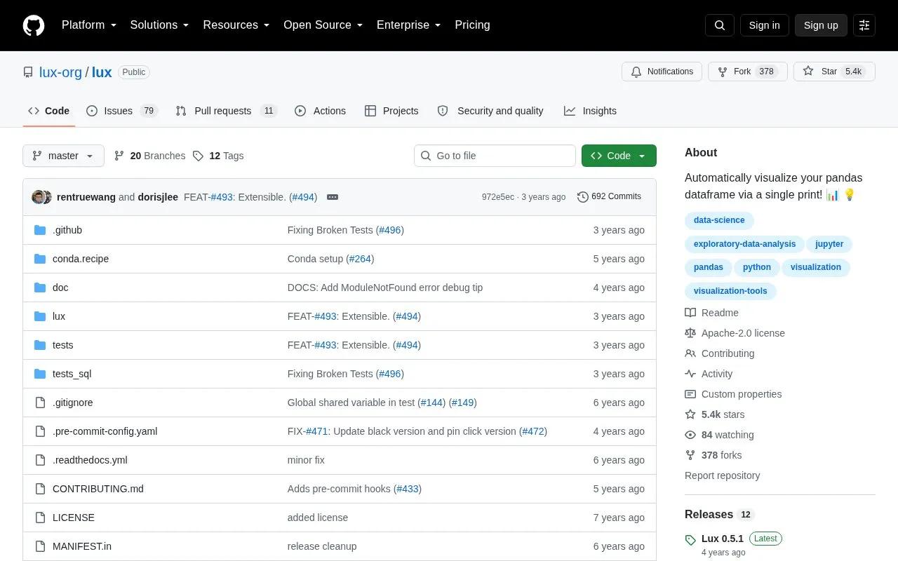 Lux homepage screenshot