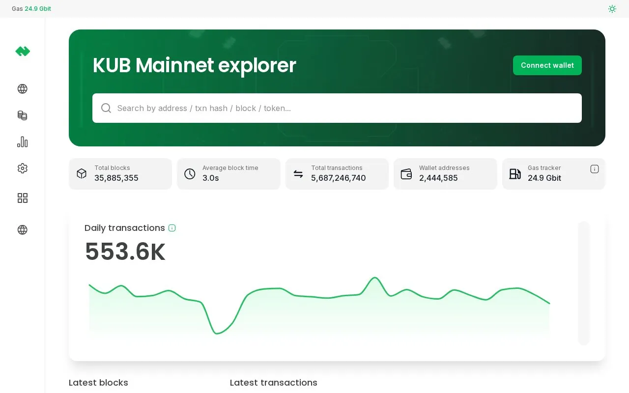 KUB Mainnet — KUB Mainnet Explorer homepage screenshot