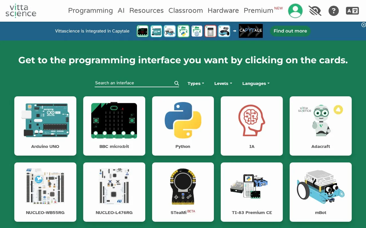 VittaScience homepage screenshot