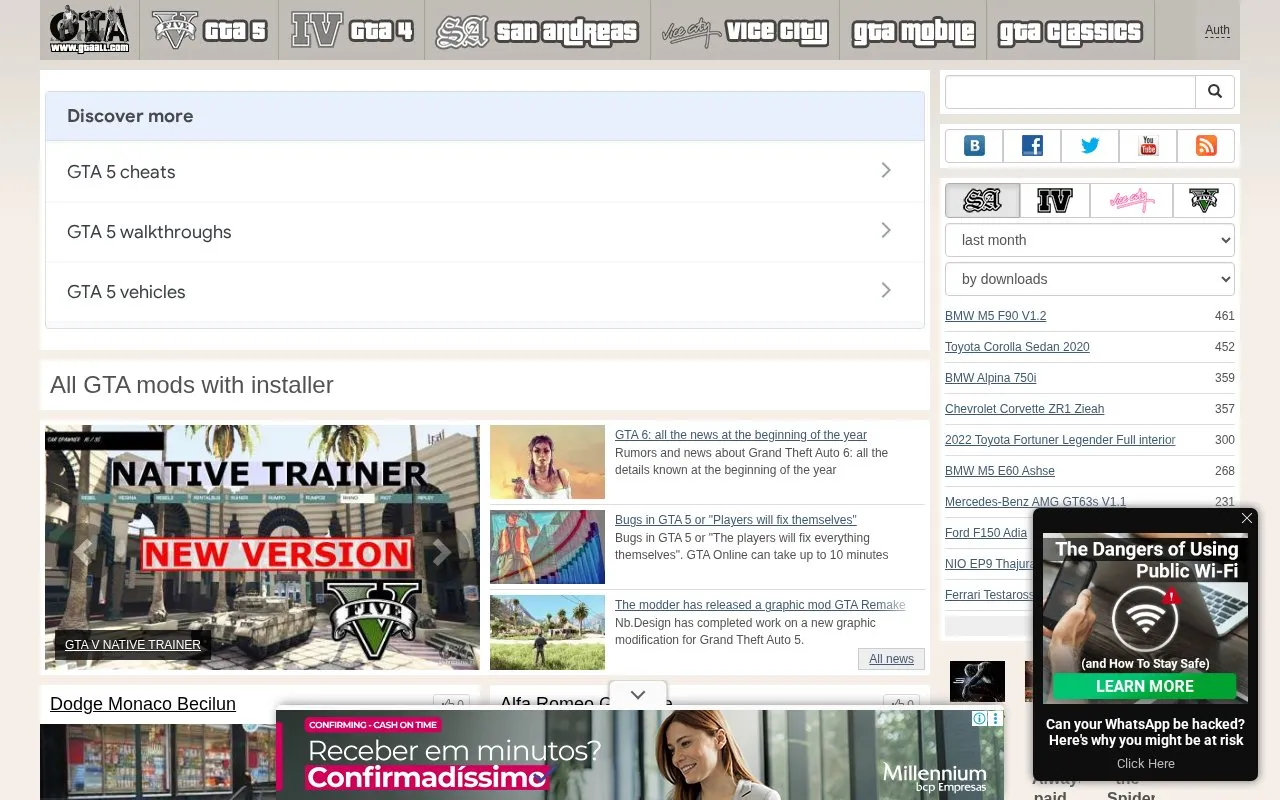 GTAAll homepage screenshot