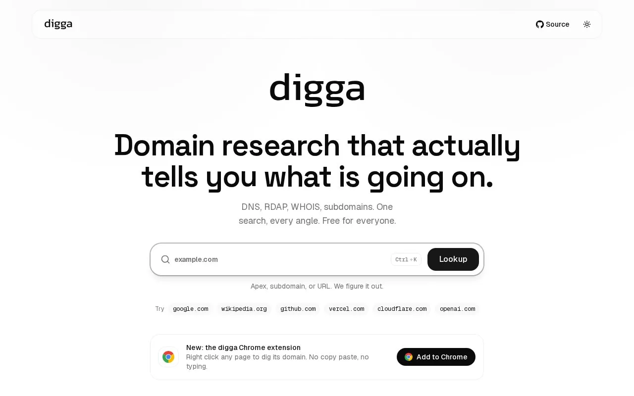 digga homepage screenshot