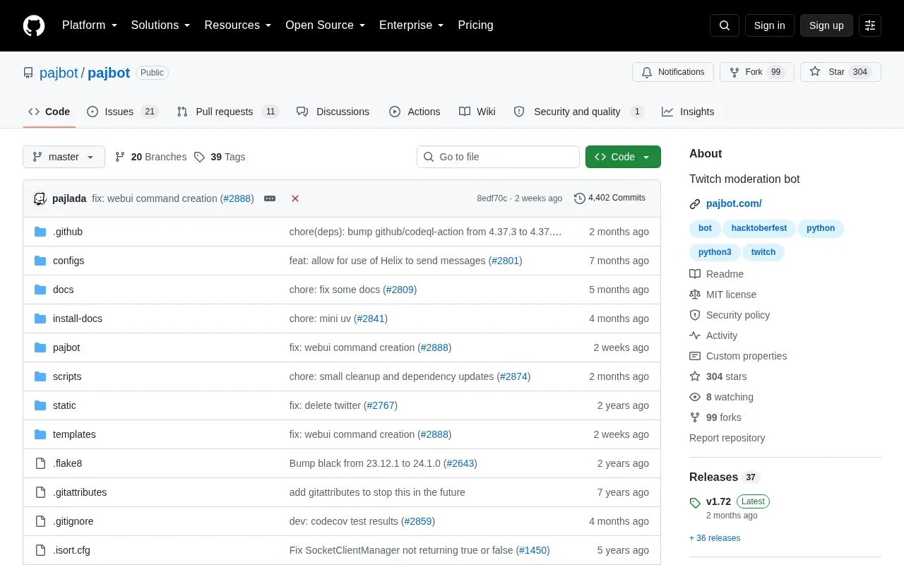 pajbot homepage screenshot