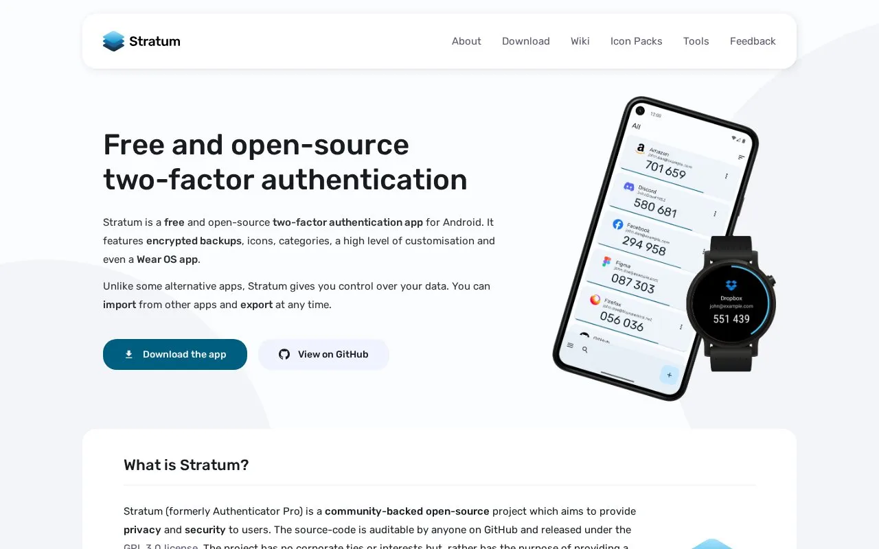 Stratum homepage screenshot