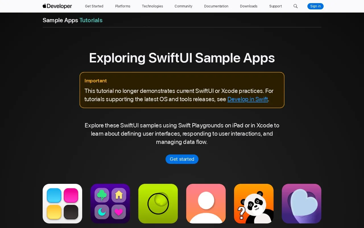 Samples homepage screenshot