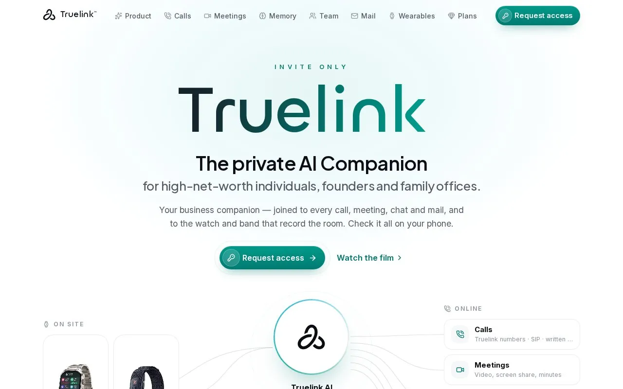 Truelink homepage screenshot