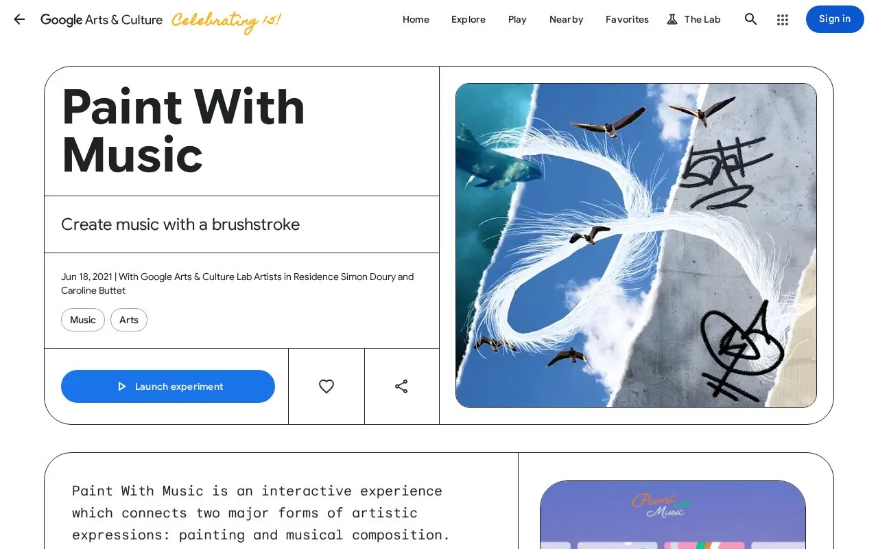 Paint with Music homepage screenshot