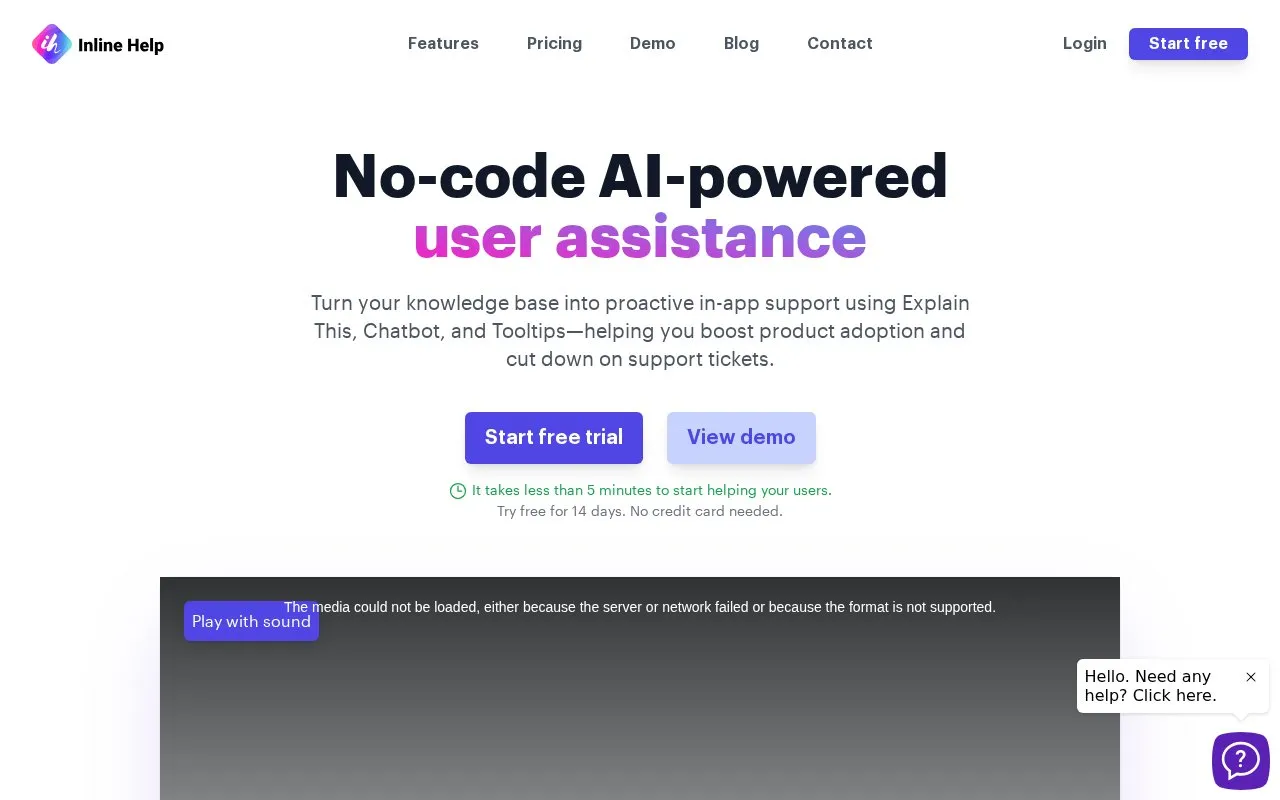Inline Help homepage screenshot