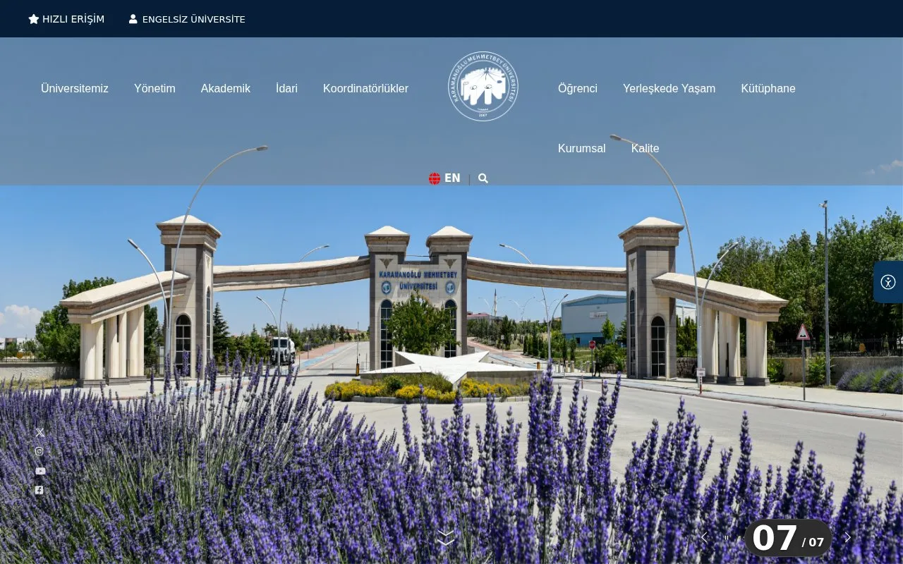 Karamanoglu Mehmetbey University homepage screenshot