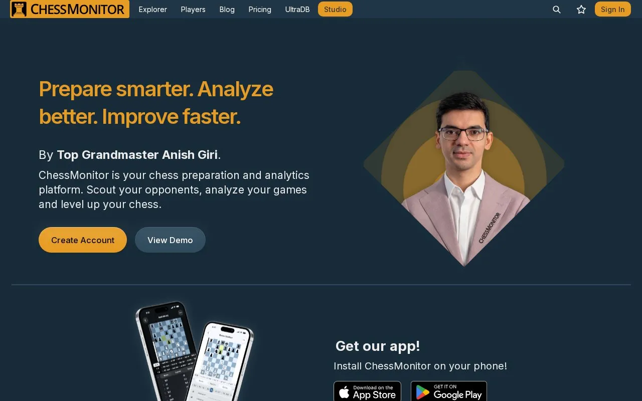 Chess Monitor homepage screenshot