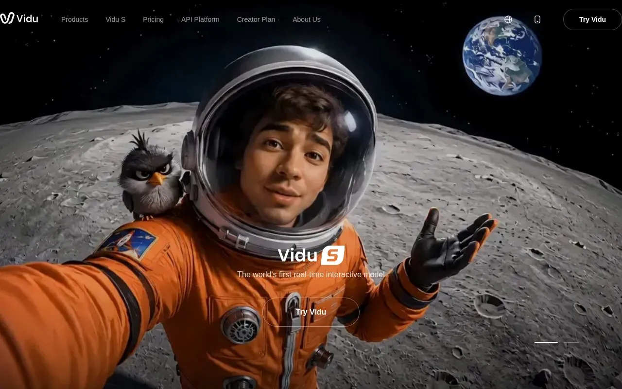 Vidu AI homepage screenshot