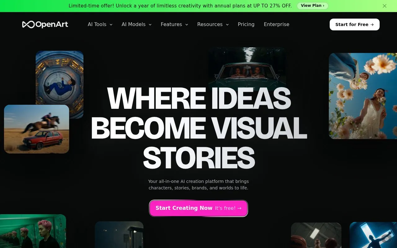 OpenArt homepage screenshot