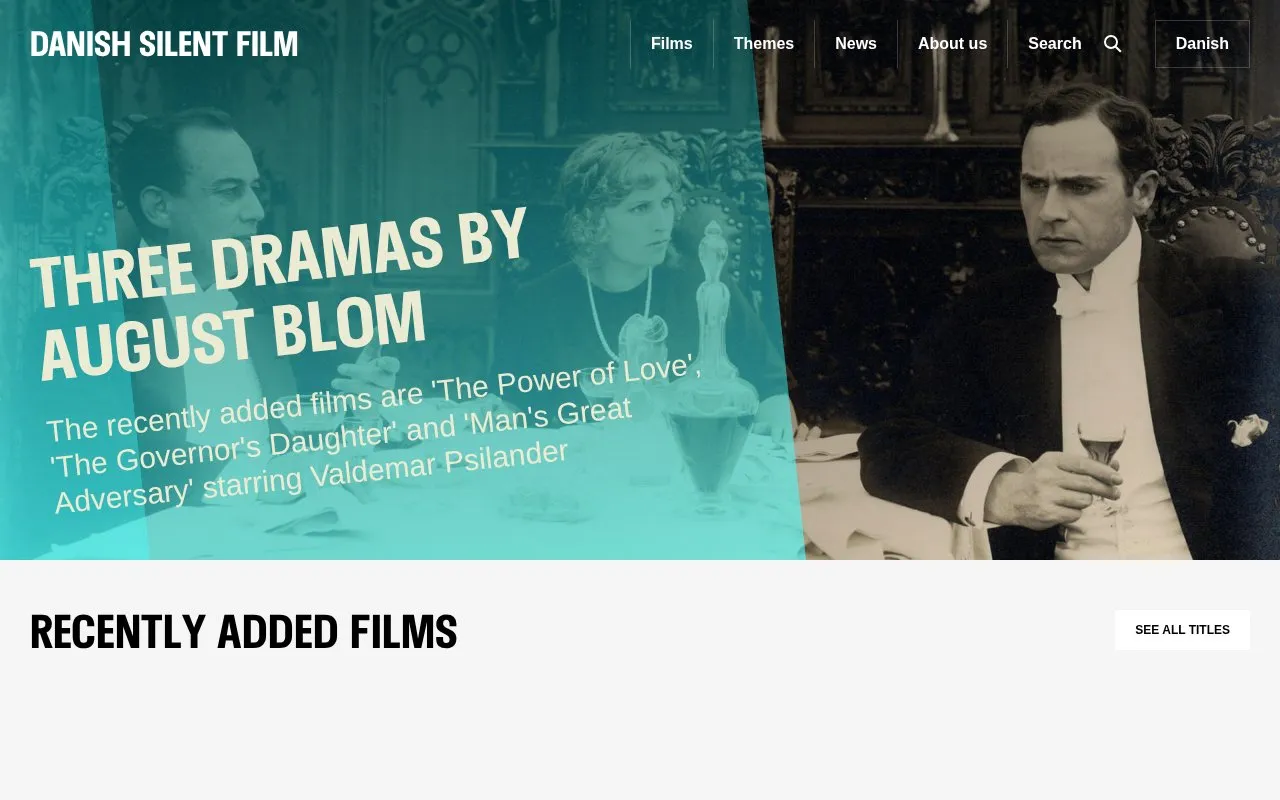 Danish Silent Film homepage screenshot