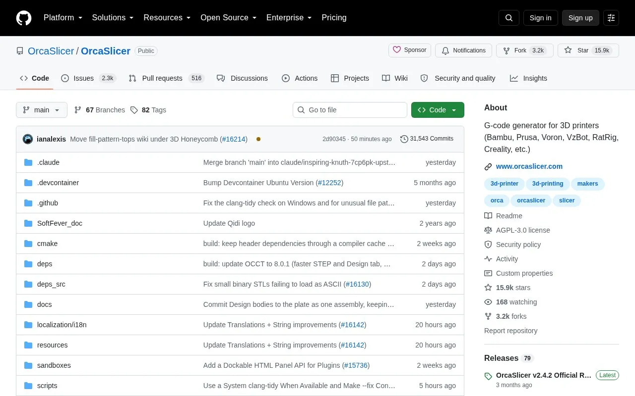 Orca Slicer homepage screenshot
