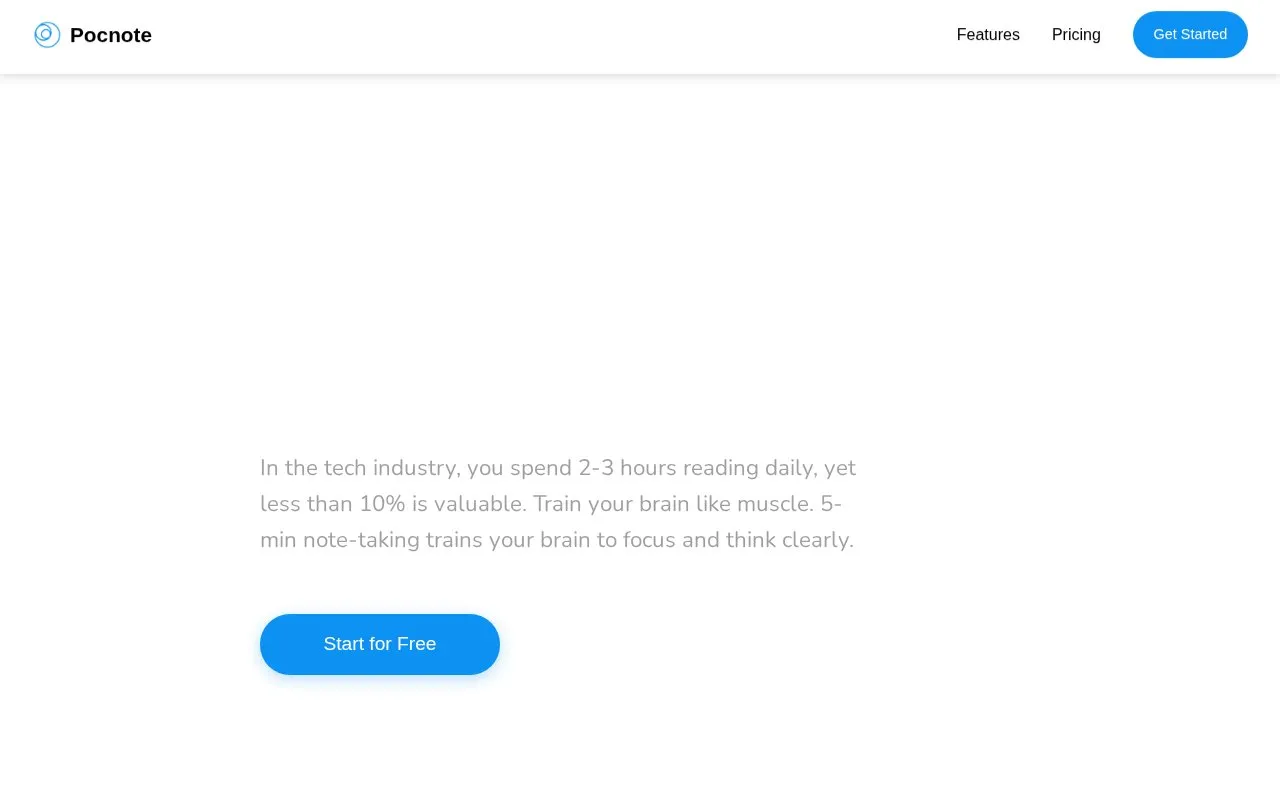 Pocnote homepage screenshot