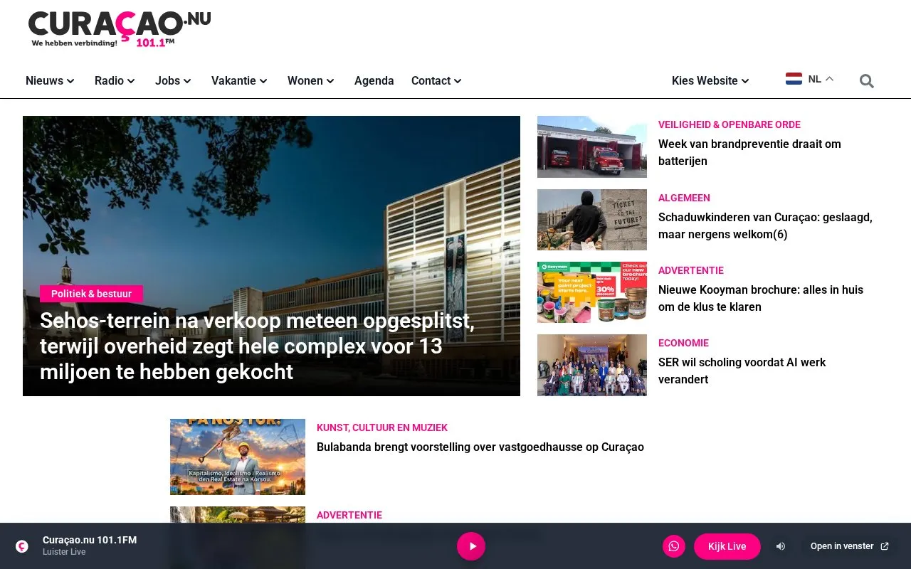 Curacao.nu homepage screenshot