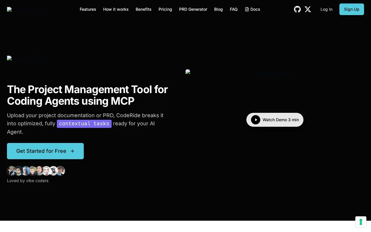 CodeRide homepage screenshot