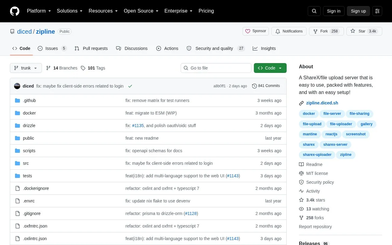 zipline homepage screenshot